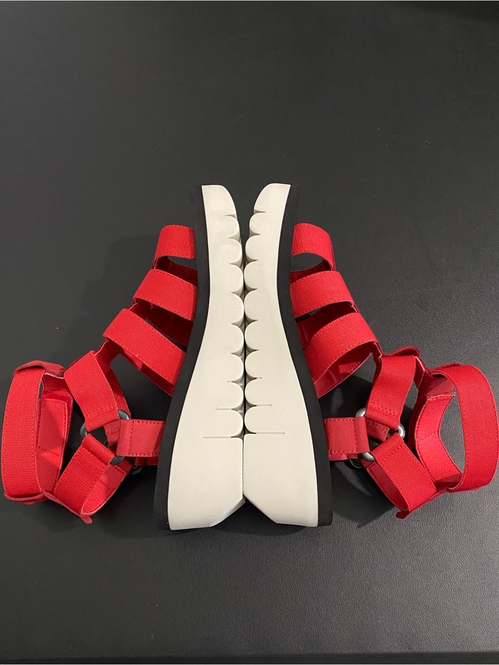 Fly London Yufi Platform Wedge Heel Gladiator Sandals Red Sporty Size 41 10 - Picture 6 of 16
